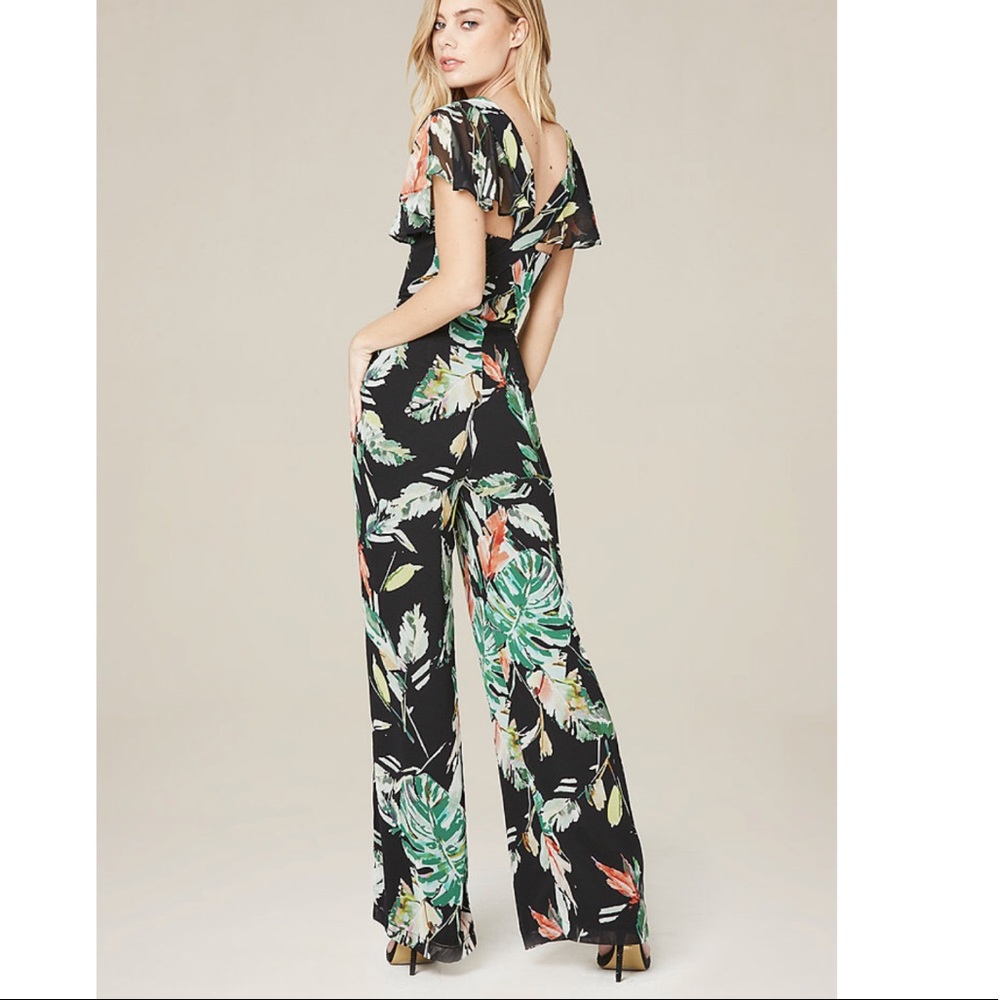 Floral flutter sleeve jumpsuit
